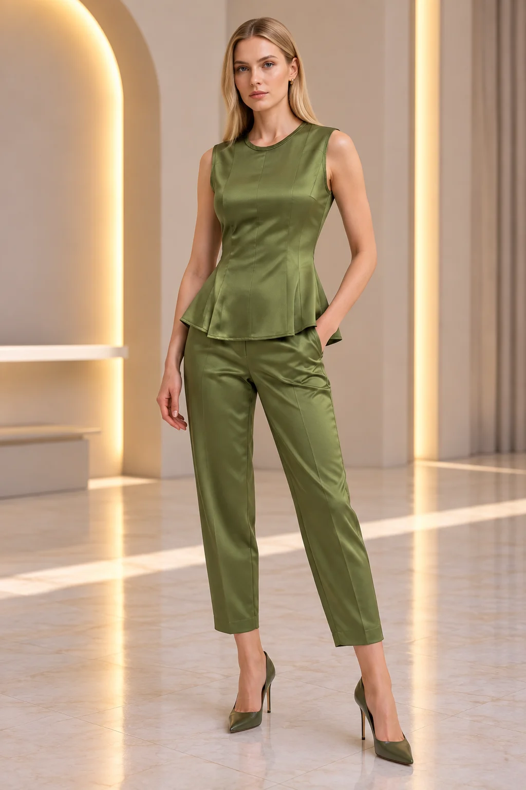 olive-peplum-saten-ikili-takim
